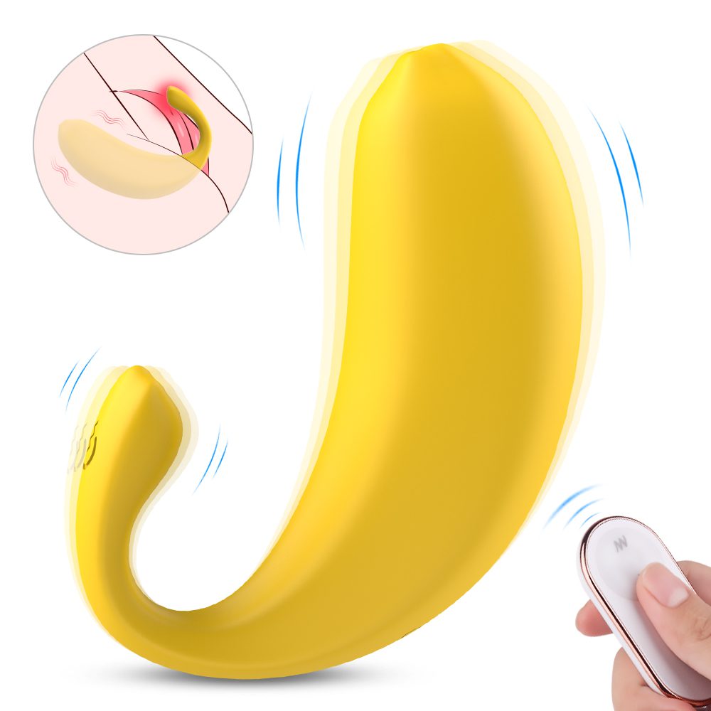 SHD-S219-2-Vibrator G Spot Dildo Vibrator Banana Shape Vagina Clit 9 Speed Remote Control Vibrating Egg Sex Toys For Women and Couples Adult Vibrato - Image 1