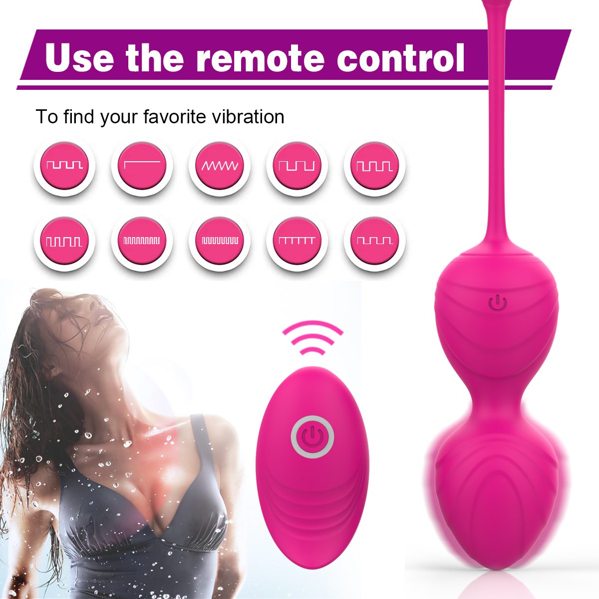 10 66W-030-Vibrator Kegal Balls/ Egg Powerful G-Spot Vibrator Love Egg Jump Ball Sex Toys Goods For Adults Women(Rose Pink) - Image 1