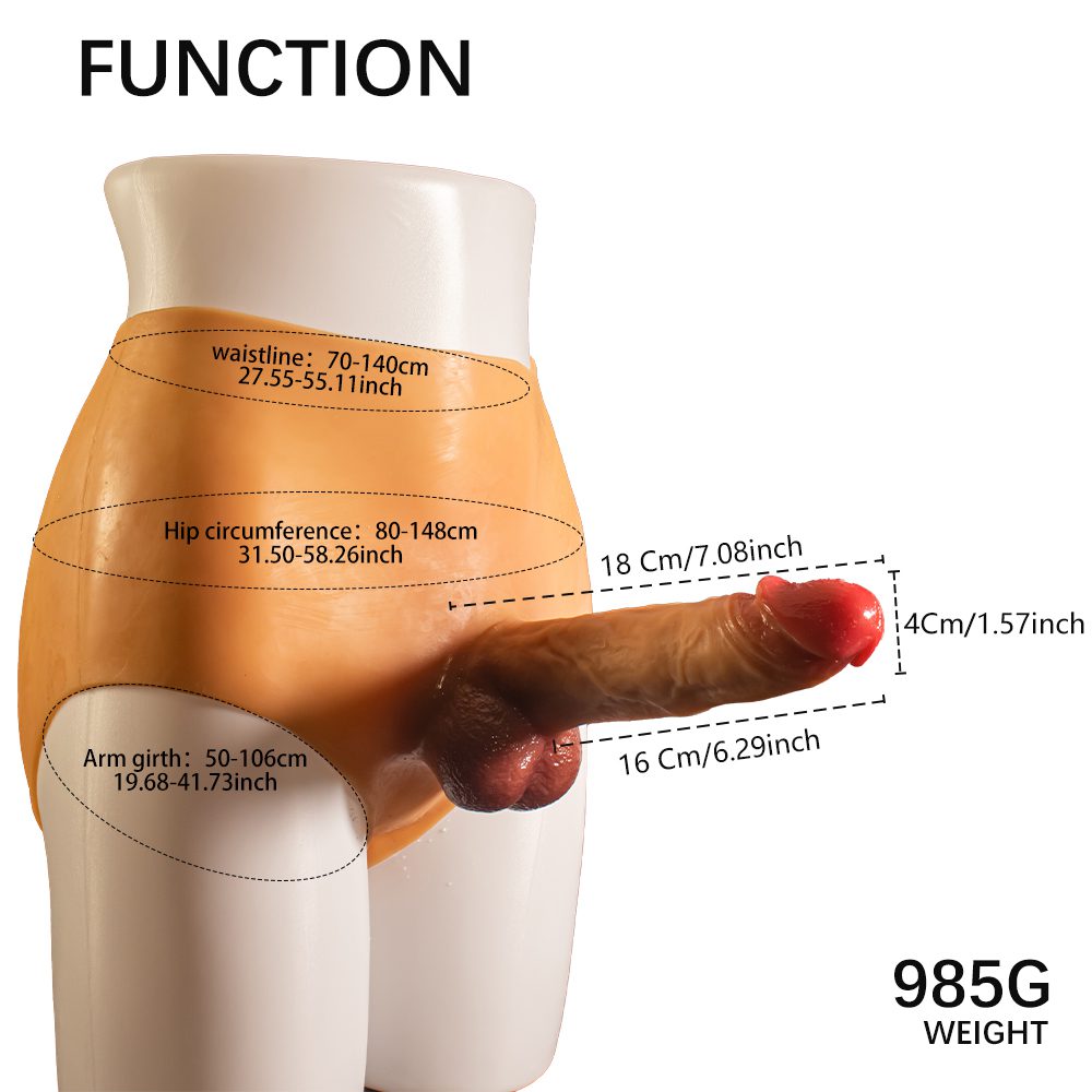 MNN33-034-Strap On Vibrating Dildo Silicone Wearable Panties, 3.8cm Diam Realistic Hollow Dildo with Remote Control Bullet Vibrator, Penis Sleeve Penis Extender, Adult Sex Toys & Games for Lesbian Gay