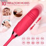 MNN33-052-Rose Toy Vibrator for Woman,Clitoral Tongue Vibrator Sex Toys with 10 Speed Modes,G-spot Dildo Rose Nipple Massager Licking Stimulator for Women - Image 4