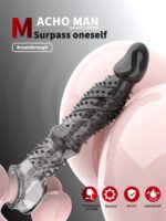 UMPS-07B Reusable Black Transparent TPE Vagina Stimulating Extended Penis Sleeve - Image 3
