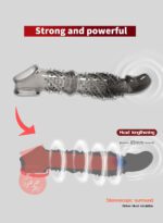 UMPS-07B Reusable Black Transparent TPE Vagina Stimulating Extended Penis Sleeve - Image 5