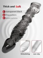 UMPS-07B Reusable Black Transparent TPE Vagina Stimulating Extended Penis Sleeve - Image 6