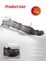 UMPS-07B Reusable Black Transparent TPE Vagina Stimulating Extended Penis Sleeve - Image 9