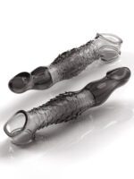 UMP-S9B Reusable Black Transparent TPE Vagina Stimulating Extended Penis Sleeve - Image 11