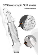UMP-S9A Reusable Transparent TPE Vagina Stimulating Extended Penis Sleeve - Image 5