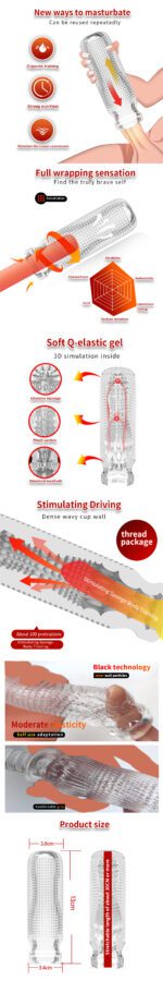 UMP-S10 Reusable Transparent TPE Male masturbation cup Pennis Sleeve - Image 6