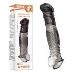 UMP-S8B Reusable Black Transparent TPE Vagina Stimulating Extended Penis Sleeve