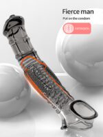 UMP-S8B Reusable Black Transparent TPE Vagina Stimulating Extended Penis Sleeve - Image 3