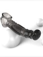UMP-S8B Reusable Black Transparent TPE Vagina Stimulating Extended Penis Sleeve - Image 13